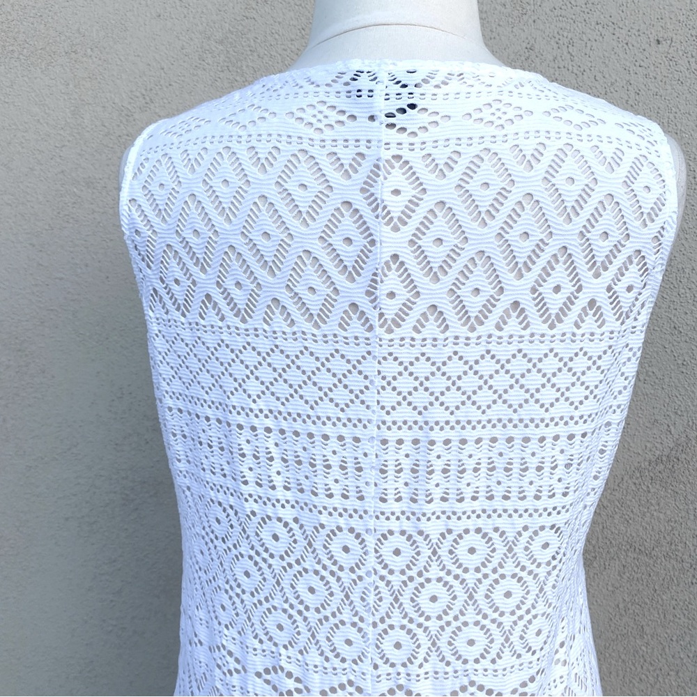 PERSONA by Marina Rinaldi white lace dress crochet maxi sleeveless coverup long - Picture 4 of 11